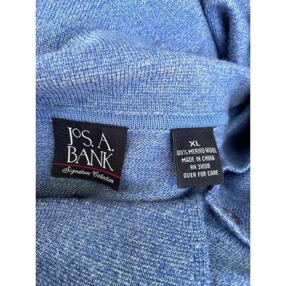Mens XL Blue Merino Wool Long Sleeve Polo Sweater Jos. A. Bank Signature Collect - Picture 6 of 7